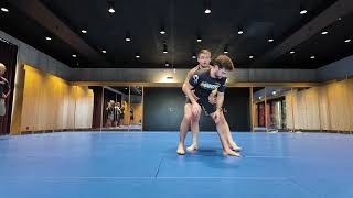 Knee sweep from Rear Bodylock NOGI BJJ [upl. by Heppman75]