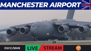 🔴  Manchester Airport LIVE  Thur 1st Feb 24  Rare visitor  C17 Globemaster [upl. by Ydnec477]