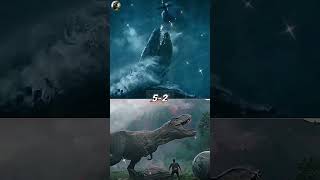 Indominus rex and juvenile Skullcrawler vs Mosasaurus and Rexy [upl. by Reddin]