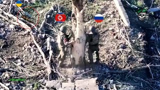 Horrible Ukrainian FPV drones brutally blow up fleeing North Korean soldiers one by one in Kursk [upl. by Ahsikyw93]