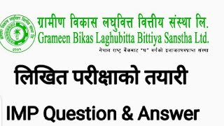 Grameen Bikas Laghubitta Bittiya Sanstha ko Likhit Exam with Important Question Answer [upl. by Nomzed]