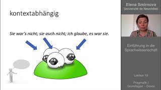 Einführung in die Sprachwissenschaft Thema 19 – Pragmatik Grundlagen Deixis [upl. by Atiuqehc]