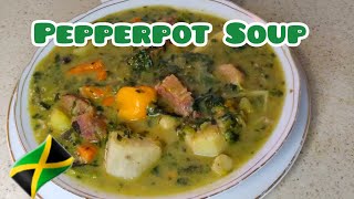 Jamaican Pepperpot SoupHow to Cook Pepperpot SoupCallaloo Soup WSalt BeefEasy Soup Recipe [upl. by Assenar54]