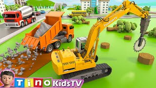 Excavator Driller amp Cutter Trucks for Kids  Bypass Road Construction [upl. by Haneeja933]