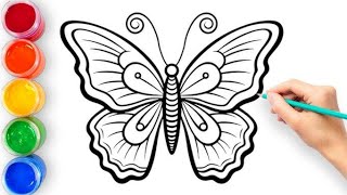 Butterfly drawing easy ll A cute butterfly drawing with colour step by step ll drawing for kids [upl. by Ramsa]