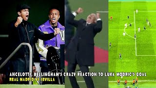 JUDE BELLINGHAM ÉDER MILITÃO REACTION TO LUKA MODRICS GOAL VS SEVILLA [upl. by Basir]