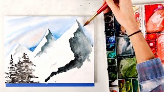 How to Paint Simple Watercolor Mountains [upl. by Nnayecats659]