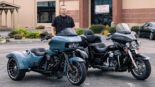 2024 HarleyDavidson Trike First Look  Road Glide 3 TriGlide Ultra amp Free Wheeler [upl. by Adnylem]