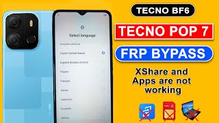 Tecno Pop 7 Pro FRP Bypass App Not Working  Tecno BF6 FRP Bypass Android 12 2024 Without PCXshare [upl. by Cj]