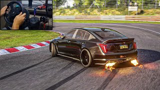 900 HP Cadillac CTSV ILLEGAL drift  nurburgring  assetto corsa  gameplay pov [upl. by Atiseret]