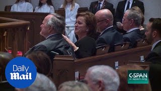 George HW Bush breaks down crying during eulogy for wife  Daily Mail [upl. by Ramuk]