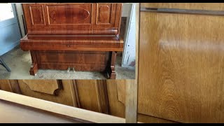 SOLD Bechstein model 8 upright piano 1919  French polishing showing the difference in colour [upl. by Adin925]