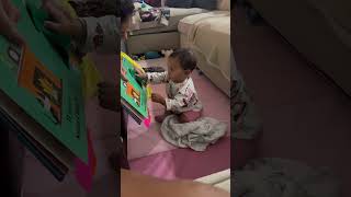 Reading To Our Jovie ❤️📚 alwaysandforedwards baby reading 9months [upl. by Aivilys]