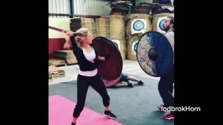 Lagertha Training Fight lessons Katheryn Winnick  VIKINGS [upl. by Inanak]