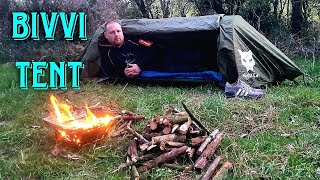 Bivvi tent woodland camping  Firemaple twig stove cooking  Night cat hammock tent [upl. by Talmud]