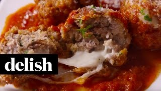 Cheese Stuffed Meatballs  Delish [upl. by Atiluap]