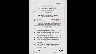 Decentralisation and Local GovernanceQuestion paper [upl. by Ibbed809]