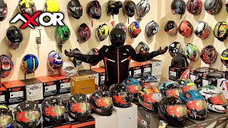 AXOR all latest helmets APEX ridefast hex2 joker Xbhp dominator solid black venomous brute [upl. by Leirol]