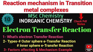 Electron  Single e transfer Reaction in octahedral Complex Types amp Mechanism amp Examples•Msc CHEM [upl. by Defant]