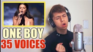 ONE BOY 35 VOICES Selena Gomez Drake Ariana Grande etc [upl. by Hgielsel9]