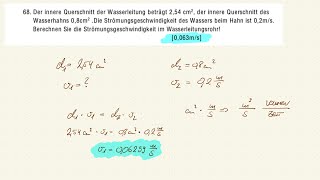 YT093 PHYSIK ÜBUNGEN Teil 49  Strömung Strömungsgeschwindigkeit in Rohren [upl. by Hamel]