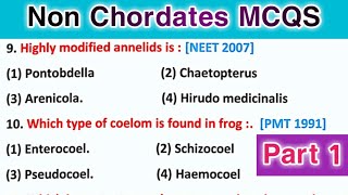 animal kingdom mcq for neet  animal kingdom mcq  Nonchordates mcq  part 1 [upl. by Ahsuat]