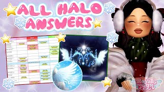 🎄ALL HALO ANSWERS✨ FOR GLITTERFROST 2024 HALO  Royale High Glitterfrost [upl. by Averell]