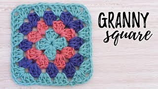 Cómo tejer GRANNY SQUARE básico a crochet  tutorial PASO A PASO  Ahuyama Crochet [upl. by Lorinda]