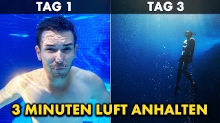 FREEDIVING lernen  3 MINUTEN Luft anhalten in 3 Tagen Selbstexperiment  Apnoetauchen lernen [upl. by Schnell]