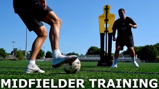 Midfielder Training Session  How To Improve First Touch Passing amp Body Feints [upl. by Obellia855]