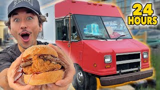 Eating At Food Trucks For 24 Hours DELICIOUS Food Challenge [upl. by Ahsetal]