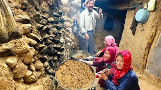 How to cook halwa with traditional method  rural life of Afghanistan [upl. by Eerahc]