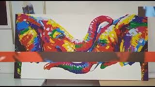 🐘Los elefantes como elemento de Decoración💡Decora con cuadro de elefantes efecto oleo en tela canvas [upl. by Notgnillew]