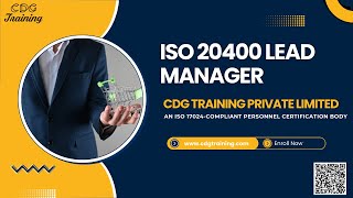 Comprehensive ISO 20400 Lead Manager Course  CDG Training Private Limited  Get Course Link Below [upl. by Tnilf934]