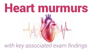 Heart murmurs with key associated exam findings [upl. by Nowd]