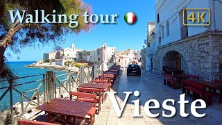 Vieste Puglia Italy【Walking Tour】History in Subtitles  4K [upl. by Ahsaenat58]