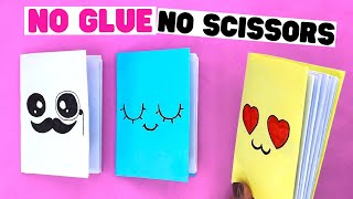 How to make ONLY PAPER diy MINI NOTEBOOK Easy origami notebook no glue no scissors [upl. by Nnylyak325]