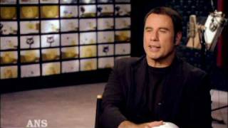 TRAVOLTA SAYS MILEY CYRUS IN BOLT LIKE NEWTONJOHNS GREASE [upl. by Lleder]