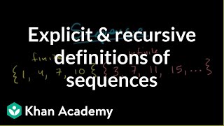 Explicit and recursive definitions of sequences  Precalculus  Khan Academy [upl. by Eneryc367]