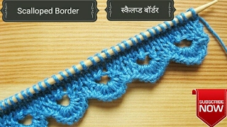 Knitting Border Scallop Border with knitting amp Crochet [upl. by Viguerie415]