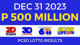 Lotto Result December 31 2023 9pm PCSO [upl. by Ransom769]