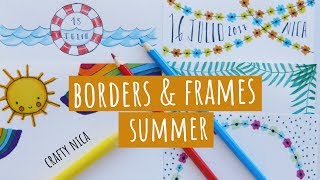 SUMMERINSPIRED BORDERS amp FRAMES DESIGNS Summer doodles for cards amp school projects [upl. by Fanchette]