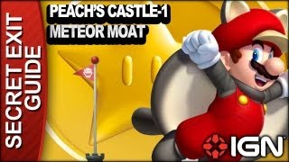 New Super Mario Bros U Secret Exit Walkthrough  Peachs Castle1 Meteor Moat [upl. by Hackney]