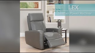 Abbyson  Lex Grey Leather Power Recliner [upl. by Rickard]