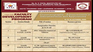 Day 1 AICTE ATAL FDP on quotCHROMATOGRAPHYADVANCEMENTS IN INSTRUMENTATION AND APPLICATIONSquot [upl. by Yerhpmuh]