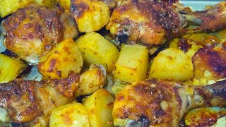 COMO FAZER COXA DE FRANGO ASSADA NO FORNO COM BATATAS [upl. by Ykceb753]