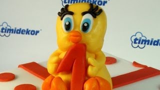 Birthday Tweety cake tutorial Dort k narozeninám s figurkou Tweety [upl. by Nagrom]