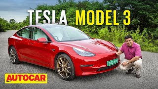 Tesla Model 3 India review  Happy Dussehra  First Drive  Autocar India [upl. by Dolloff701]