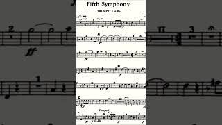 Beethoven 5th Symphony in C Minor Op67  1st Mov 1st Bb Trumpet Part sheet music [upl. by Thesda]