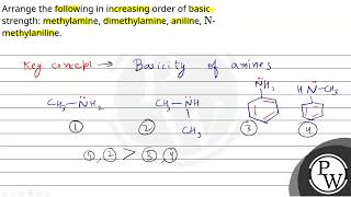 Arrange the following in increasing order of basic strength methylamine dimethylamine aniline [upl. by Grimbald]